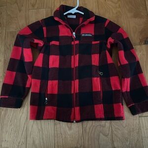 Columbia Boys Plaid Fleece Zip Up Shirt Jacket Size Small